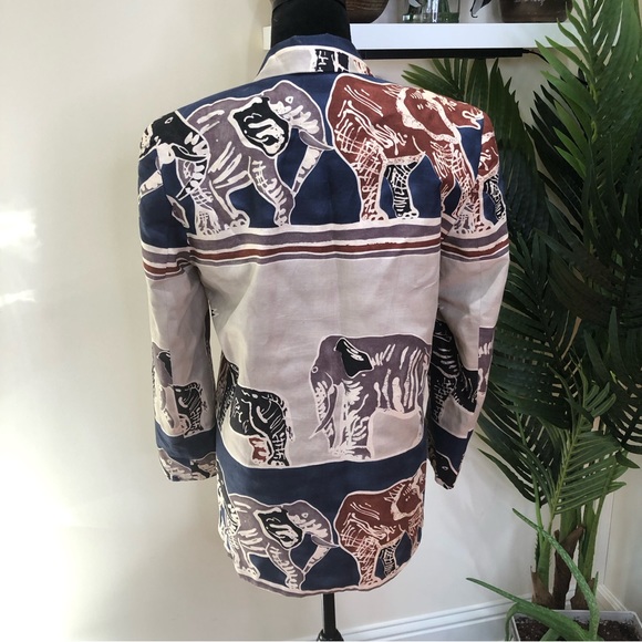 90’s Maurizio Ramani Zebra Print Jacket Blazer Tan Blue Small - Picture 7 of 7